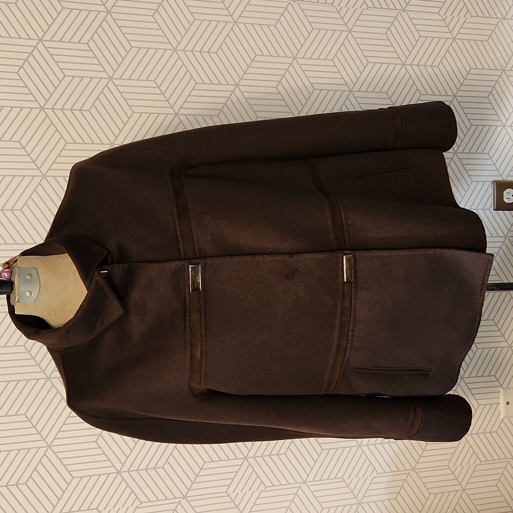 NEW Christian Ruperto Alta Moda Brown Suede & Rabbit Fur Italian Vintage Coat L